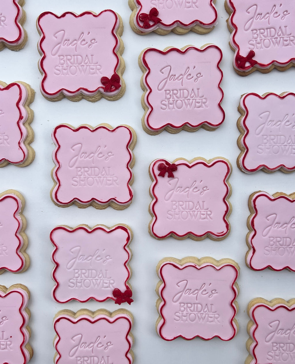 Red and Pink Wavy Custom Cookies