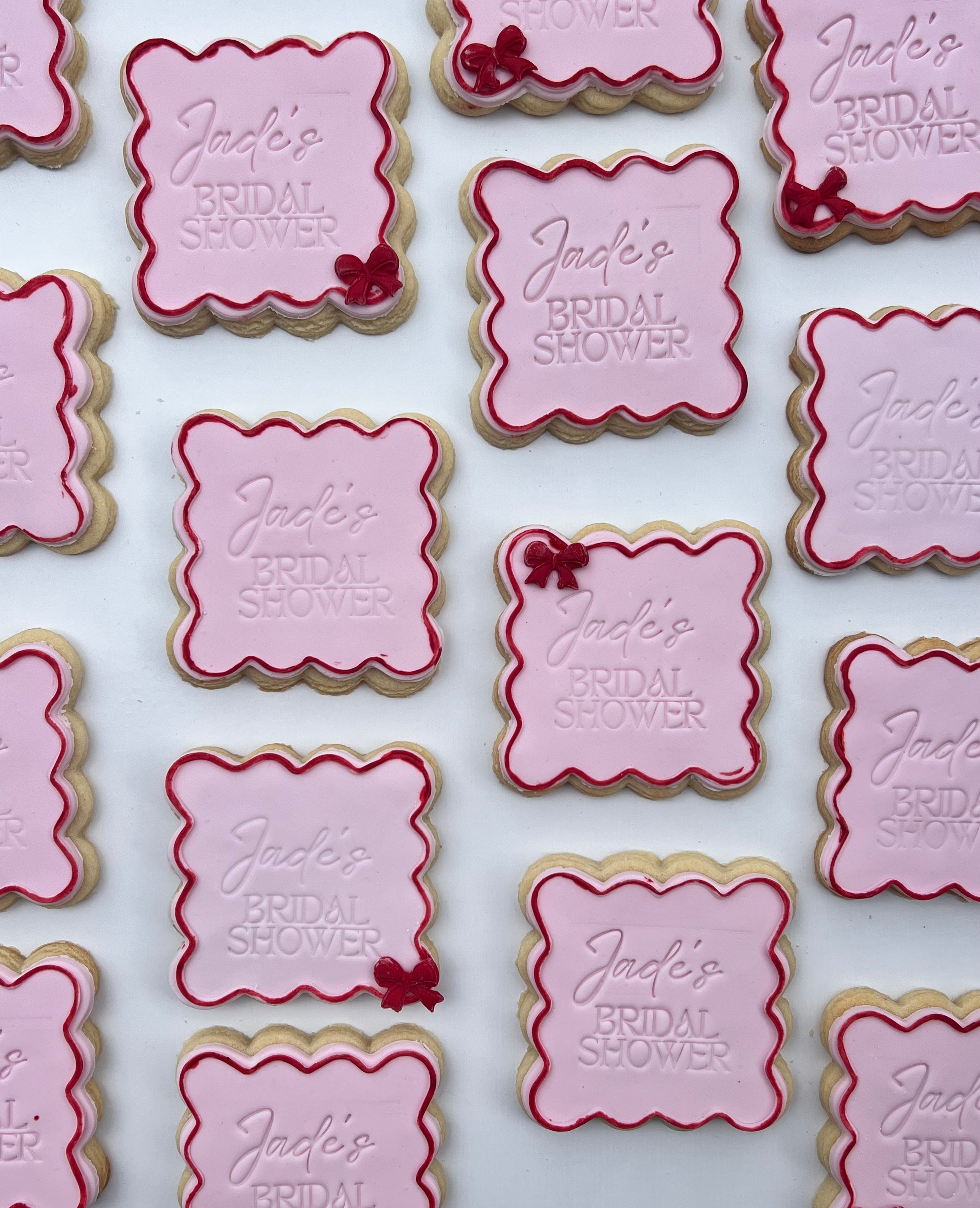 Red and Pink Wavy Custom Cookies