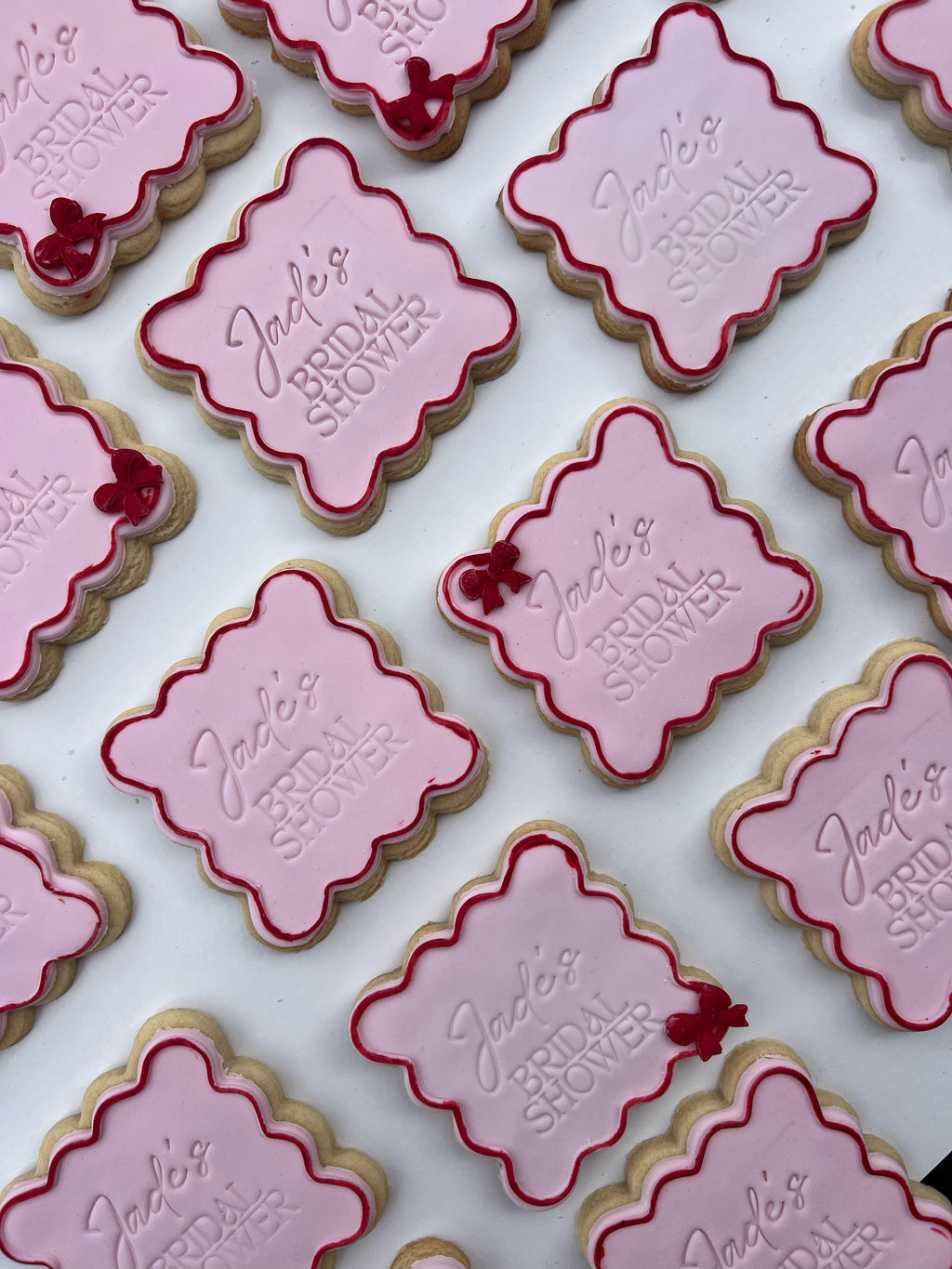 Red and Pink Wavy Custom Cookies